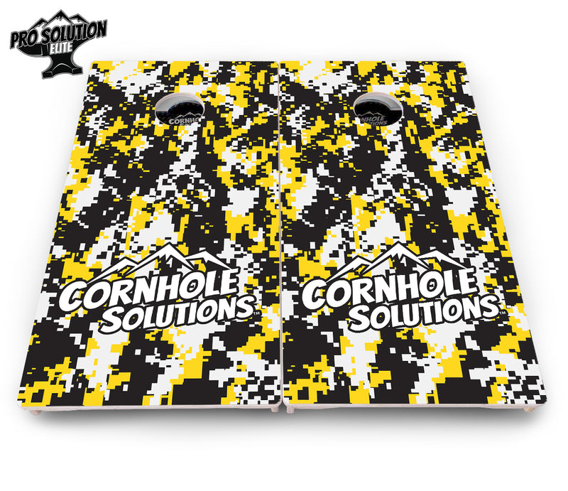 Pro Solution Elite - Digital Camo - Professional Tournament Cornhole Boards 3/4" Baltic Birch - Zero Bounce Zero Movement Vertical Interlocking Braces for Extra Weight & Stability +Double Thick Legs +Airmail Blocker