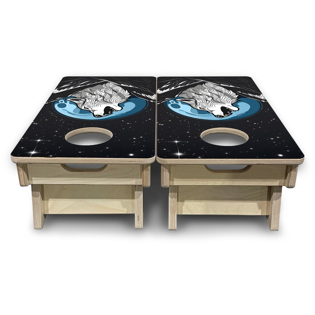 Mini Cornhole Boards - Wolf Howling