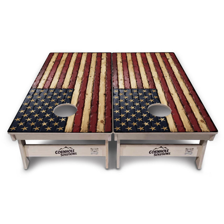 Carved Wood Flag Cornhole Boards – Tournament Series