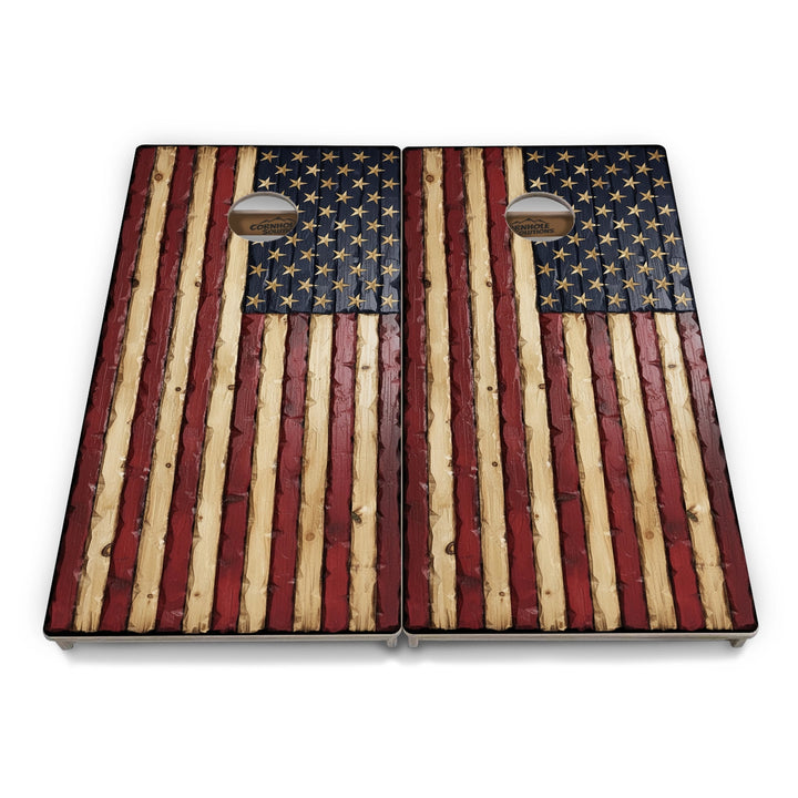 Carved Wood Flag Cornhole Boards – Tournament Series