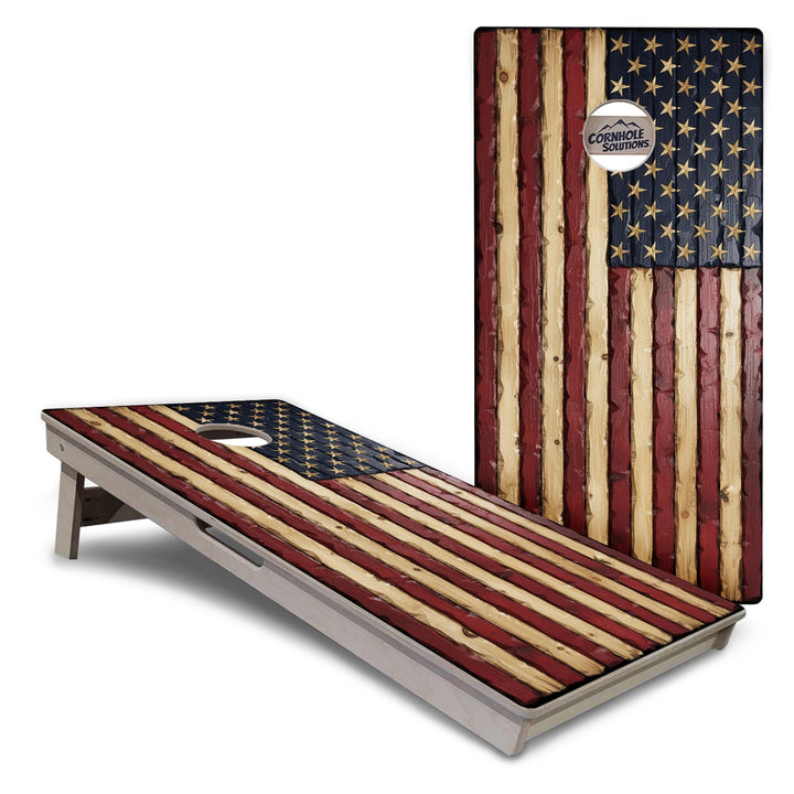 Carved Wood Flag Cornhole Boards – Tournament Series