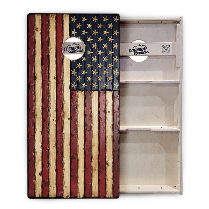 Carved Wood Flag Cornhole Boards – Tournament Series