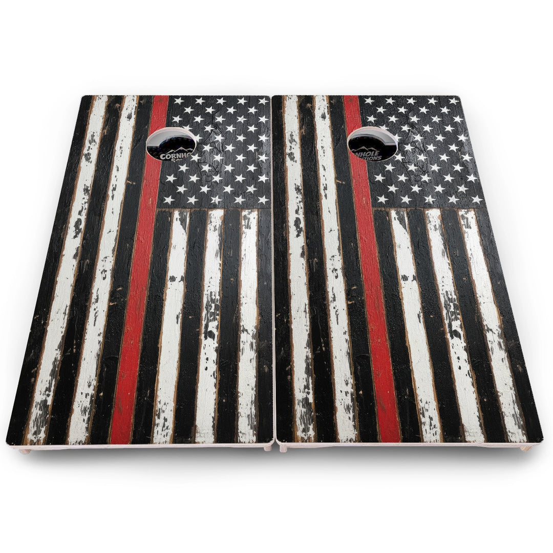 First Responder Rustic Flag Cornhole Boards – Pro Lite or Pro Elite