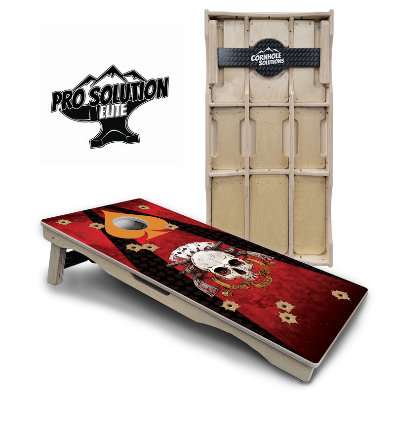 Pro Solution Elite - Artist Series Design Options - Professional Tournament Cornhole Boards 3/4" Baltic Birch - Zero Bounce Zero Movement Vertical Interlocking Braces for Extra Weight & Stability +Double Thick Legs +Airmail Blocker