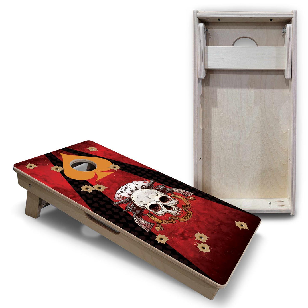 Deadman's Hand - Vacation Cornhole Board Set (16" x 32") with 8 Mini Bags