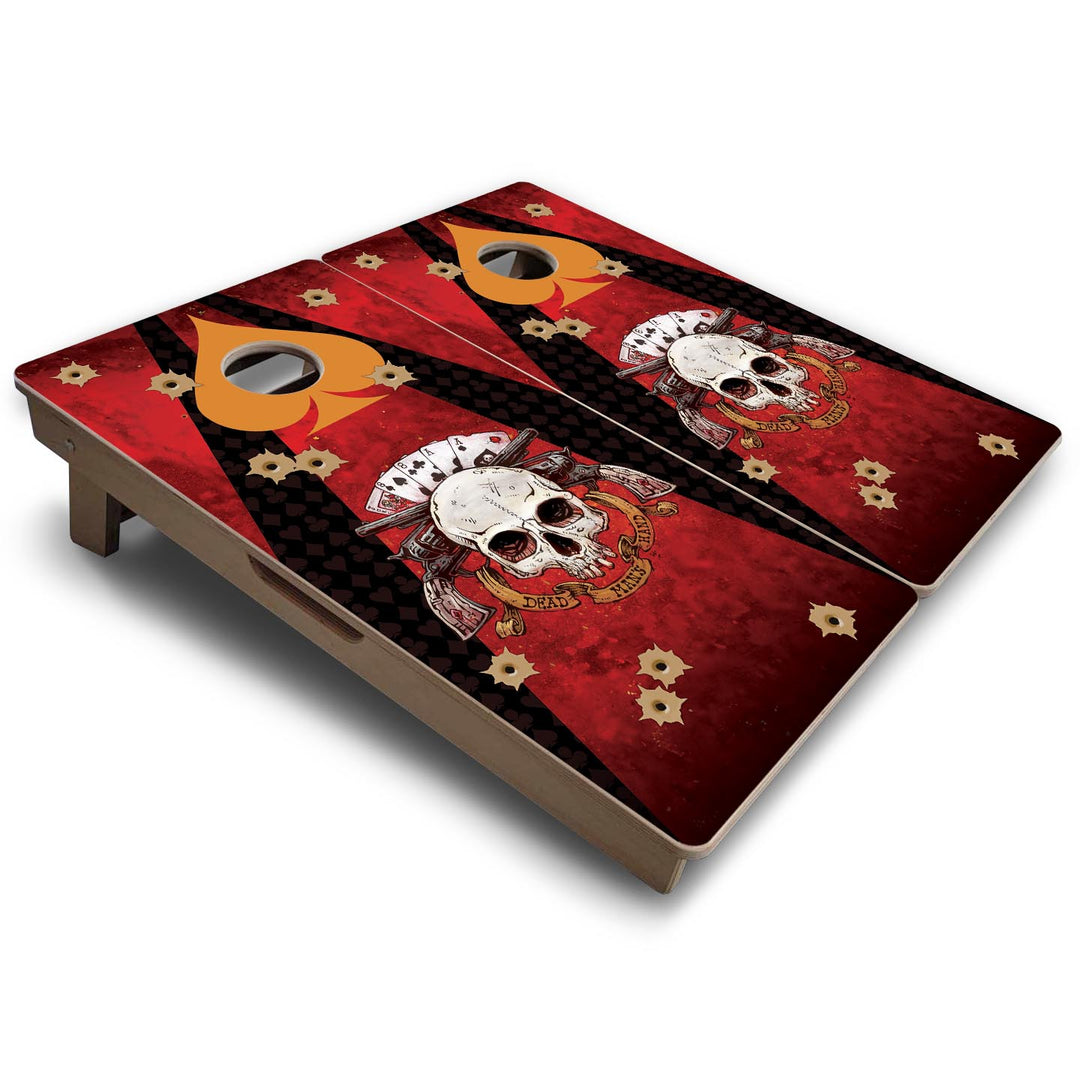 Deadman's Hand - Vacation Cornhole Board Set (16" x 32") with 8 Mini Bags