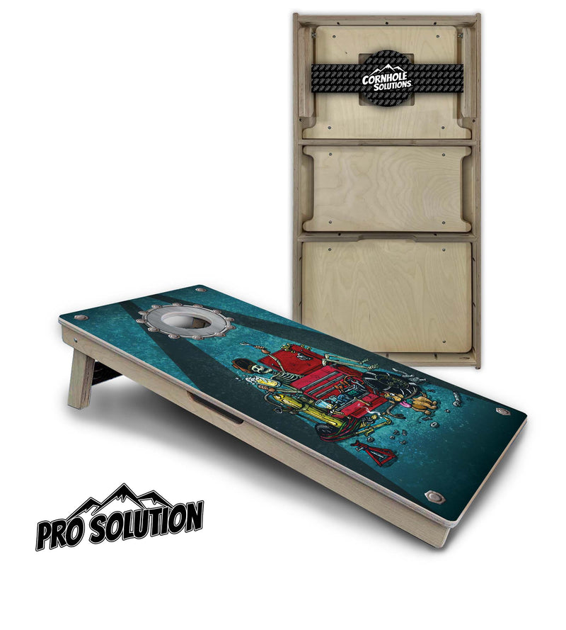 Pro Solution Boards - Artist Series Design Options - Professional Tournament Cornhole Boards 18mm(3/4") Baltic Birch - Zero Bounce! Zero Movement! Panels underneath for extra Weight & Stability! 45lbs per boards! Double Legs with Airmail Blocker!