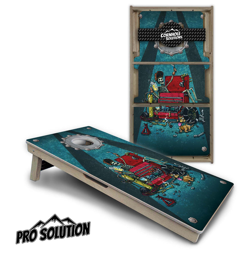 Pro Solution Boards - Artist Series Design Options - Professional Tournament Cornhole Boards 18mm(3/4") Baltic Birch - Zero Bounce! Zero Movement! Panels underneath for extra Weight & Stability! 45lbs per boards! Double Legs with Airmail Blocker!