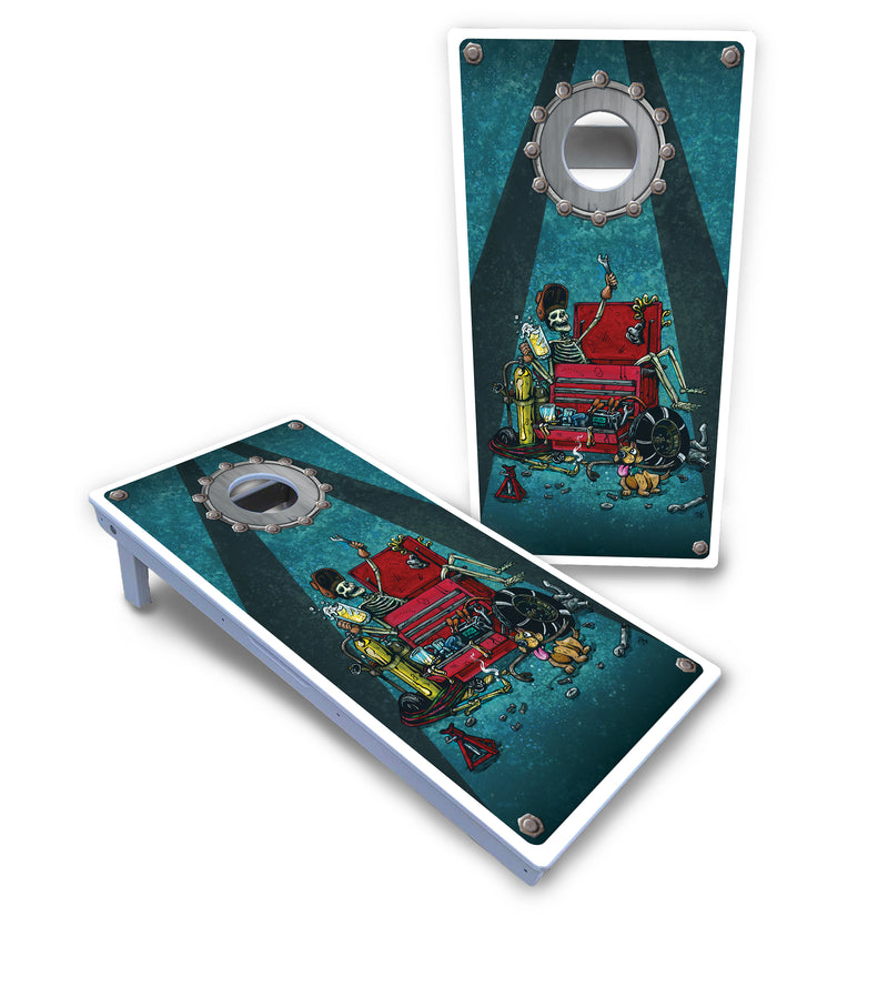 Waterproof - Artist Series Design Options - All Weather Boards "Outdoor Solution" 18mm(3/4")Direct UV Printed - Regulation 2' by 4' Cornhole Boards (Set of 2 Boards) Double Thick Legs, with Leg Brace & Dual Support Braces!