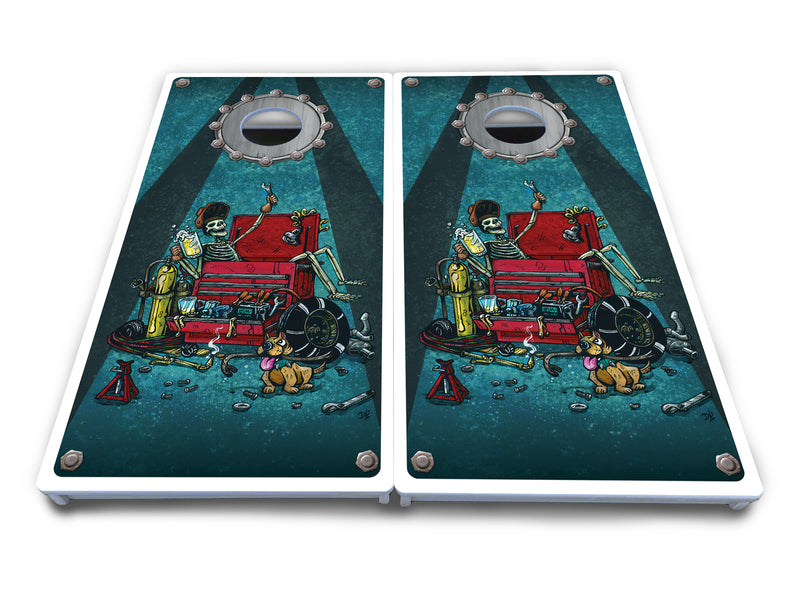 Waterproof - Artist Series Design Options - All Weather Boards "Outdoor Solution" 18mm(3/4")Direct UV Printed - Regulation 2' by 4' Cornhole Boards (Set of 2 Boards) Double Thick Legs, with Leg Brace & Dual Support Braces!