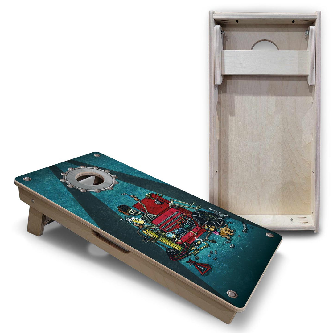 Garage Life - Vacation Cornhole Board Set (16" x 32") with 8 Mini Bags
