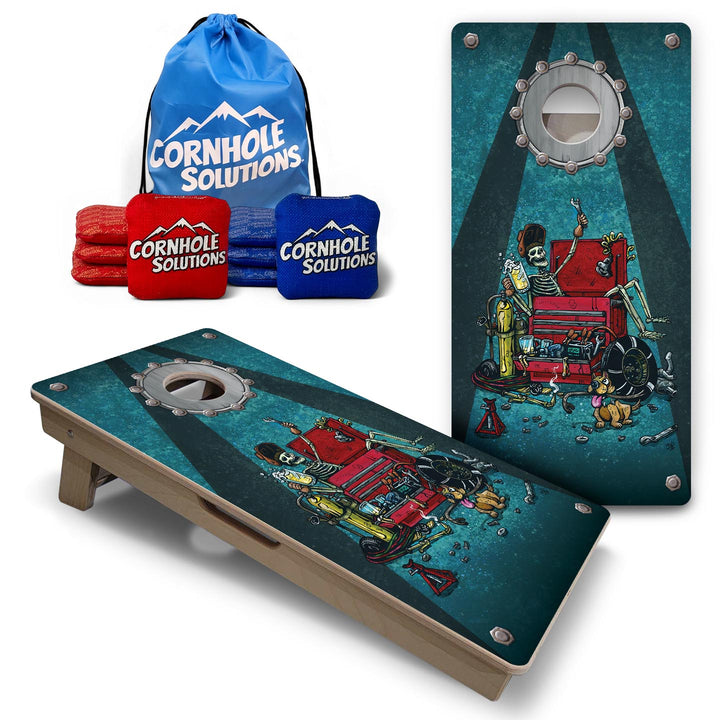 Garage Life - Vacation Cornhole Board Set (16" x 32") with 8 Mini Bags