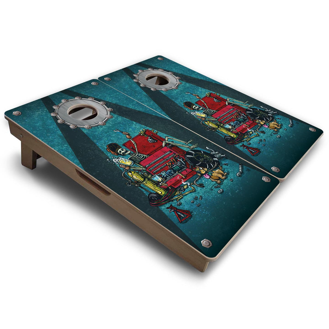 Garage Life - Vacation Cornhole Board Set (16" x 32") with 8 Mini Bags