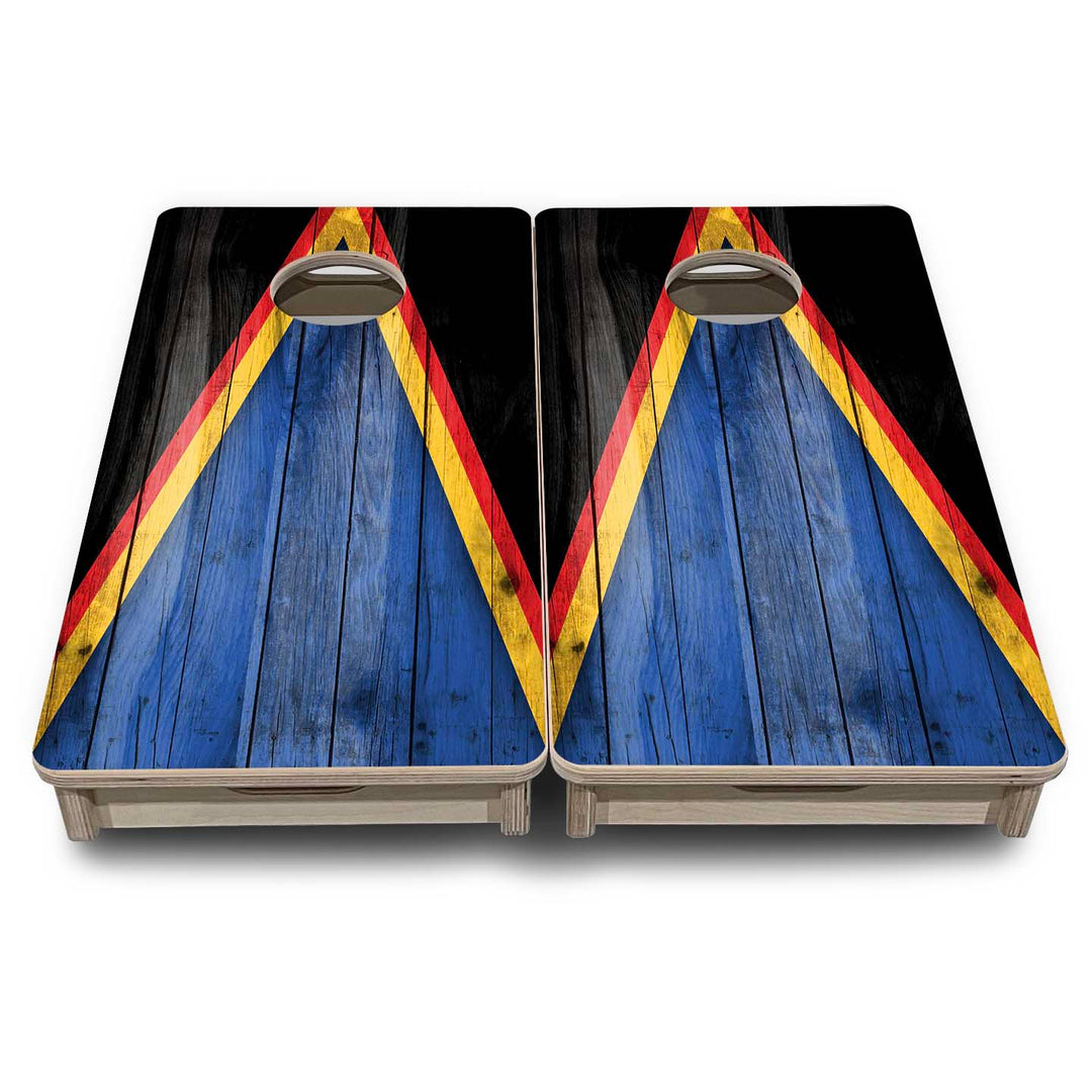 Mini Cornhole Boards - Team Color Triangle