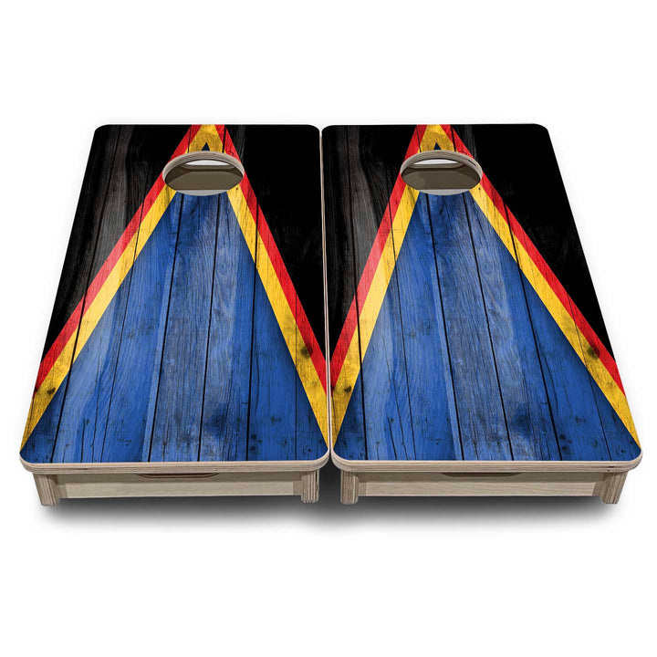 Mini Cornhole Boards - Team Color Triangle