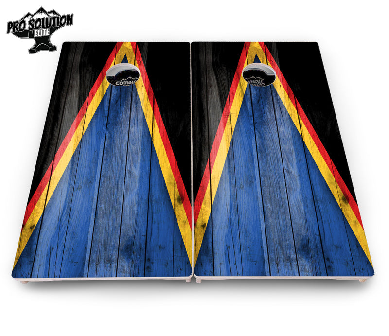 Pro Solution Elite - Team Color Triangle Design Options - Professional Tournament Cornhole Boards 3/4" Baltic Birch - Zero Bounce Zero Movement Vertical Interlocking Braces for Extra Weight & Stability +Double Thick Legs +Airmail Blocker