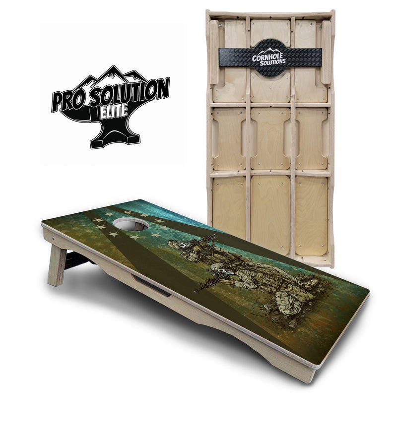 Pro Solution Elite - Artist Series Design Options - Professional Tournament Cornhole Boards 3/4" Baltic Birch - Zero Bounce Zero Movement Vertical Interlocking Braces for Extra Weight & Stability +Double Thick Legs +Airmail Blocker