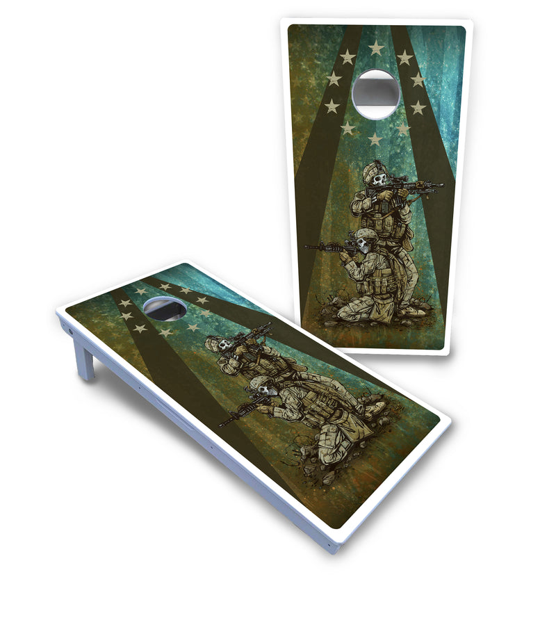 Waterproof - Artist Series Design Options - All Weather Boards "Outdoor Solution" 18mm(3/4")Direct UV Printed - Regulation 2' by 4' Cornhole Boards (Set of 2 Boards) Double Thick Legs, with Leg Brace & Dual Support Braces!