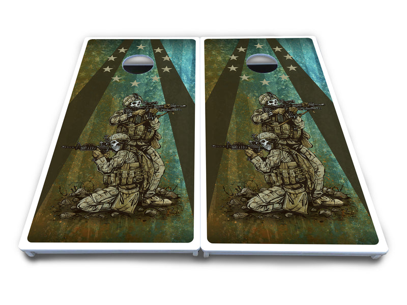 Waterproof - Artist Series Design Options - All Weather Boards "Outdoor Solution" 18mm(3/4")Direct UV Printed - Regulation 2' by 4' Cornhole Boards (Set of 2 Boards) Double Thick Legs, with Leg Brace & Dual Support Braces!