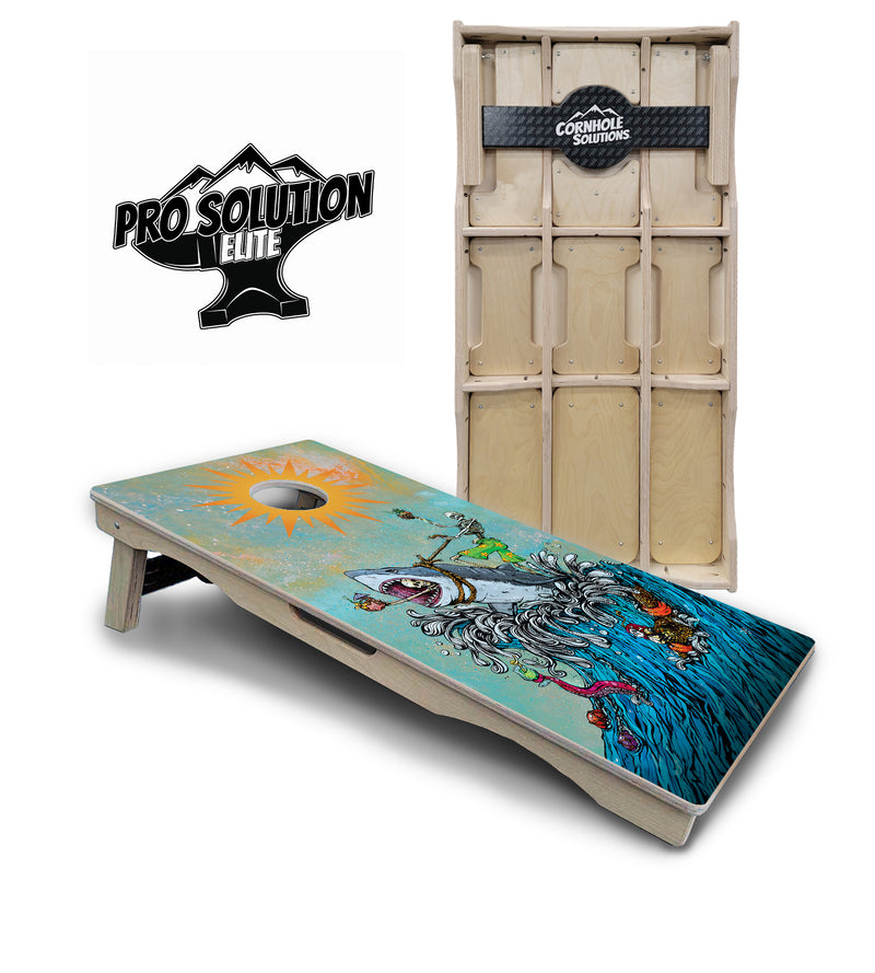 Pro Solution Elite - Artist Series Design Options - Professional Tournament Cornhole Boards 3/4" Baltic Birch - Zero Bounce Zero Movement Vertical Interlocking Braces for Extra Weight & Stability +Double Thick Legs +Airmail Blocker