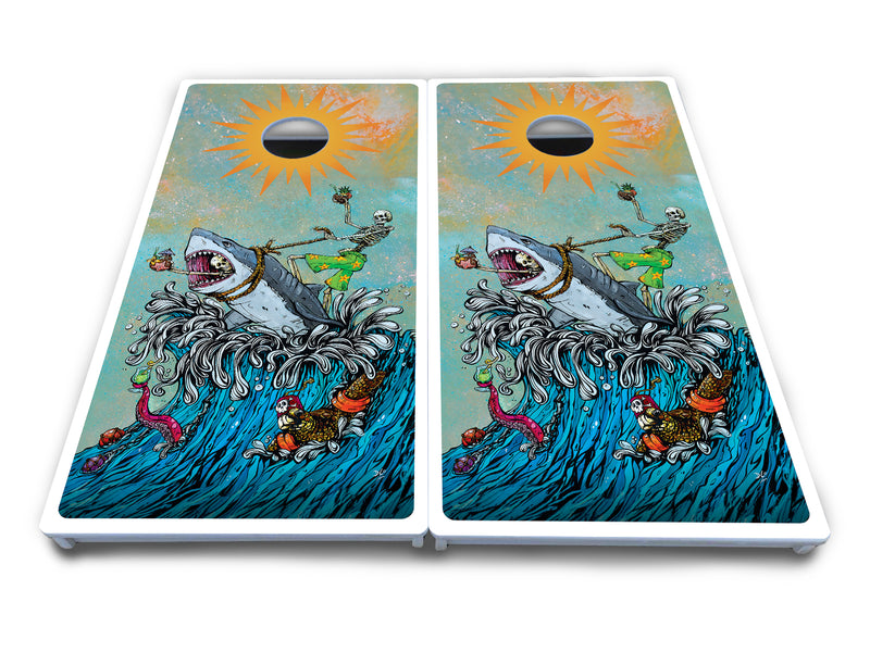 Waterproof - Artist Series Design Options - All Weather Boards "Outdoor Solution" 18mm(3/4")Direct UV Printed - Regulation 2' by 4' Cornhole Boards (Set of 2 Boards) Double Thick Legs, with Leg Brace & Dual Support Braces!