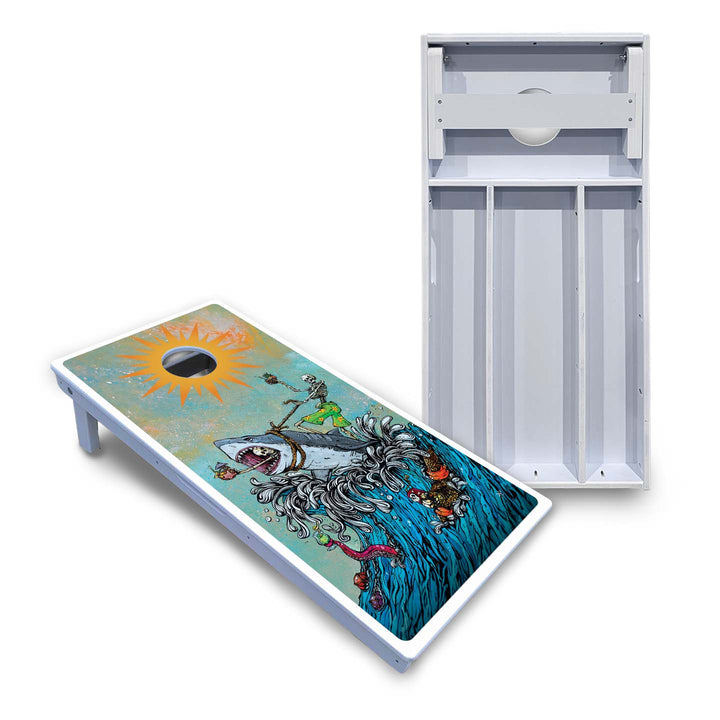Artist Series Cornhole Boards - All Weather Series - Great White Wave