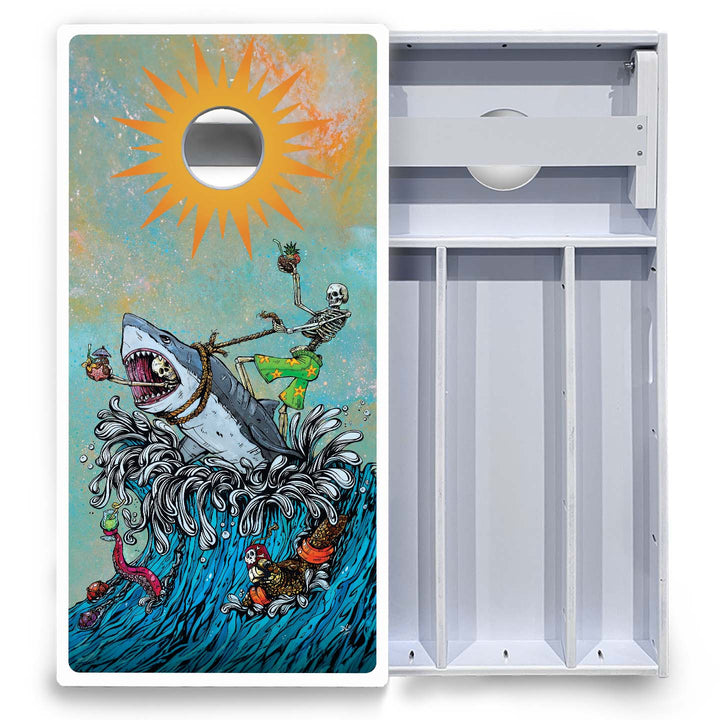 Artist Series Cornhole Boards - All Weather Series - Great White Wave
