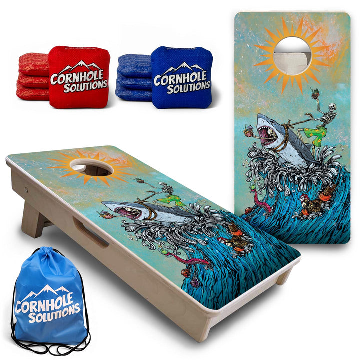 Great White Wave - Mini or Vacation Size Cornhole Boards