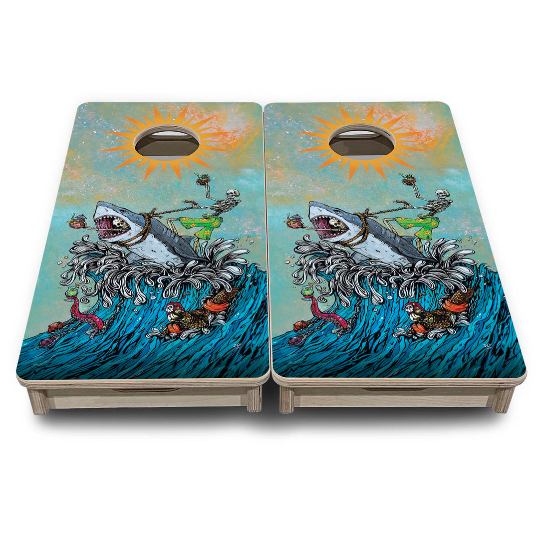 Great White Wave - Mini or Vacation Size Cornhole Boards