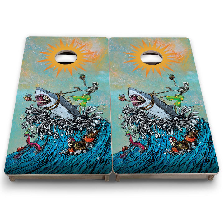 Great White Wave - Mini or Vacation Size Cornhole Boards