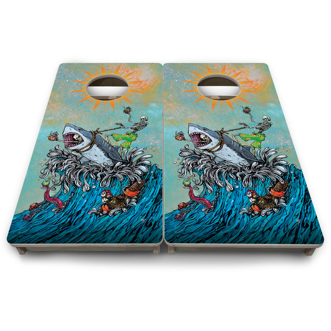 Great White Wave - Mini or Vacation Size Cornhole Boards