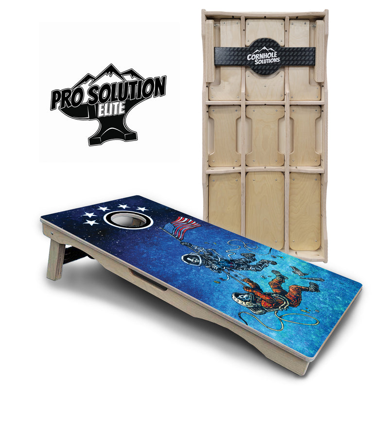 Pro Solution Elite - Artist Series Design Options - Professional Tournament Cornhole Boards 3/4" Baltic Birch - Zero Bounce Zero Movement Vertical Interlocking Braces for Extra Weight & Stability +Double Thick Legs +Airmail Blocker