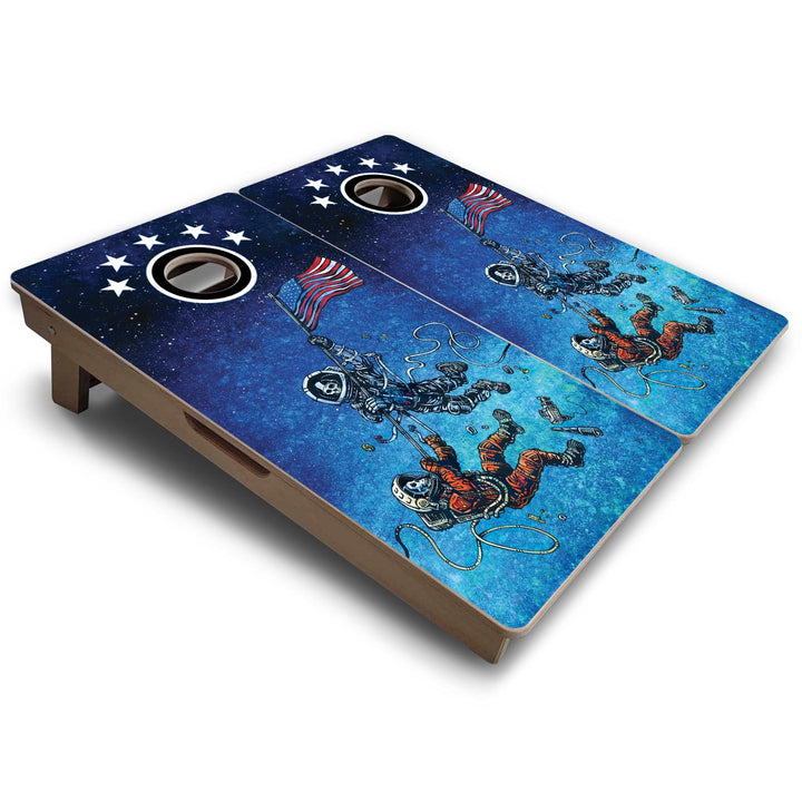 Space Race – Vacation Cornhole Board Set (16" x 32") with 8 Mini Bags