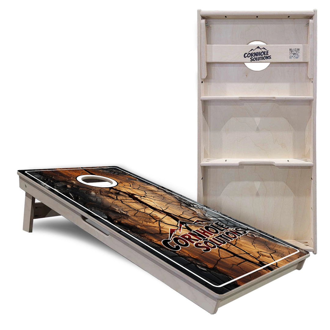 Distressed Live Edge Cornhole Boards – Tournament Series