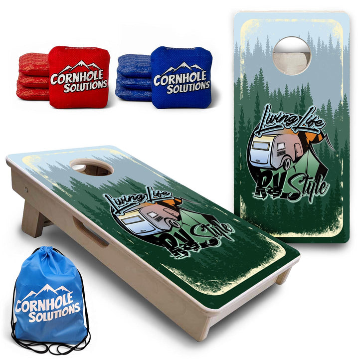Living Life RV Style - Mini or Vacation Size Cornhole Boards