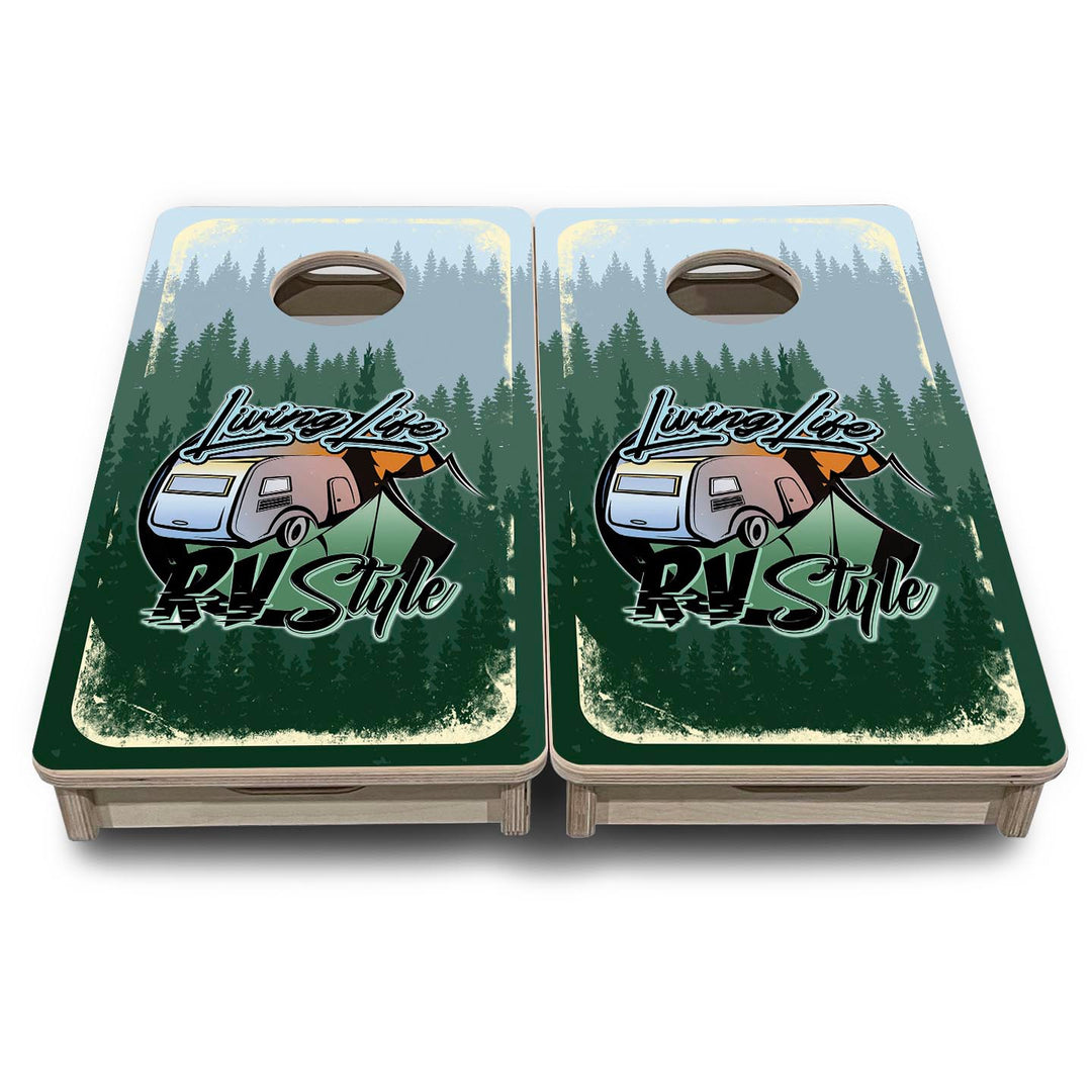 Living Life RV Style - Mini or Vacation Size Cornhole Boards