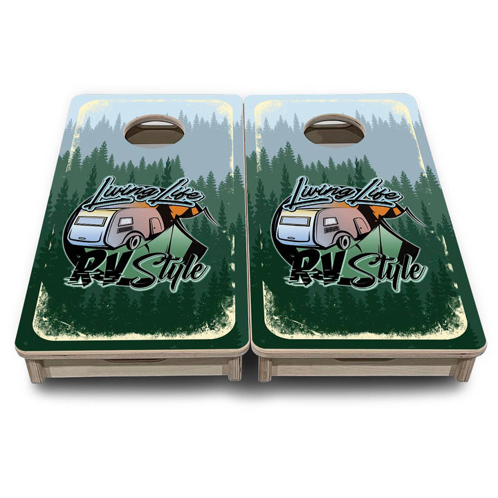 Living Life RV Style - Mini or Vacation Size Cornhole Boards