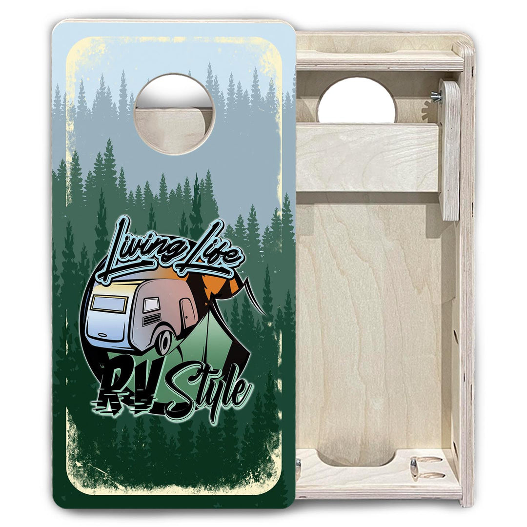 Living Life RV Style - Mini or Vacation Size Cornhole Boards