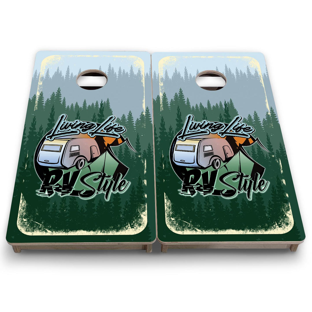 Living Life RV Style - Mini or Vacation Size Cornhole Boards