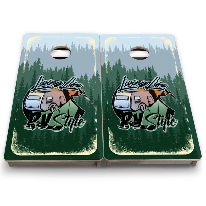 Living Life RV Style - Mini or Vacation Size Cornhole Boards