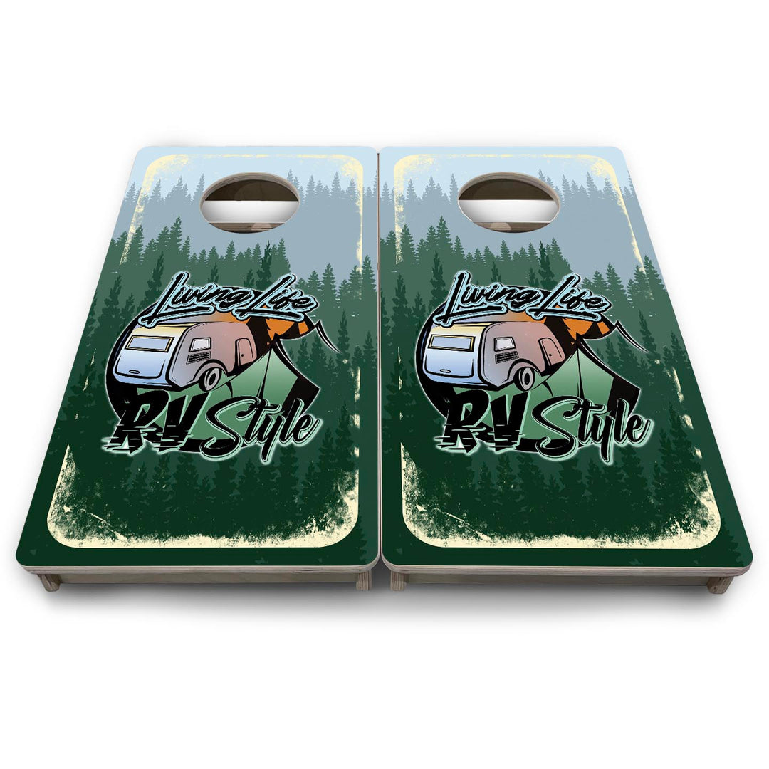 Living Life RV Style - Mini or Vacation Size Cornhole Boards