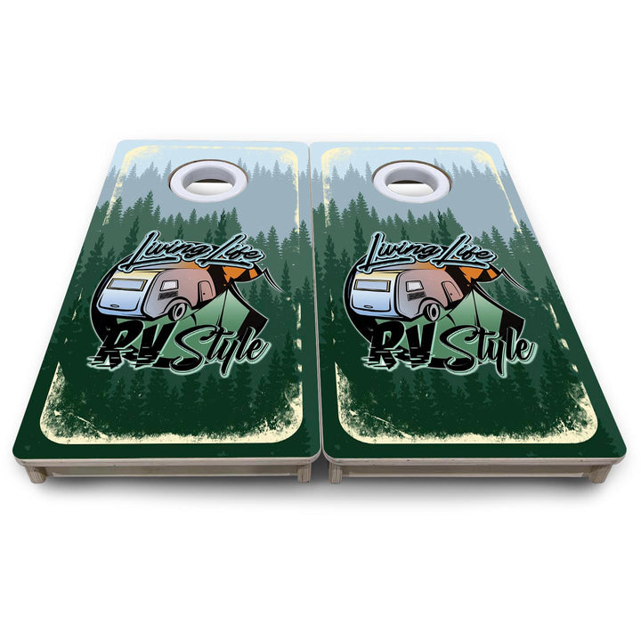 Living Life RV Style - Mini or Vacation Size Cornhole Boards
