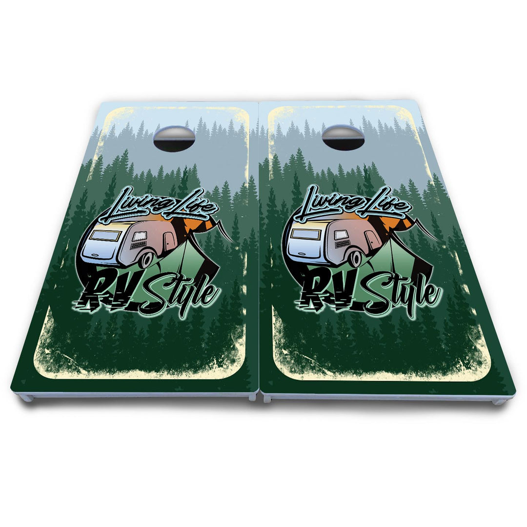 Living Life RV Style Cornhole Boards - All Weather Series