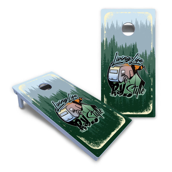 Living Life RV Style Cornhole Boards - All Weather Series