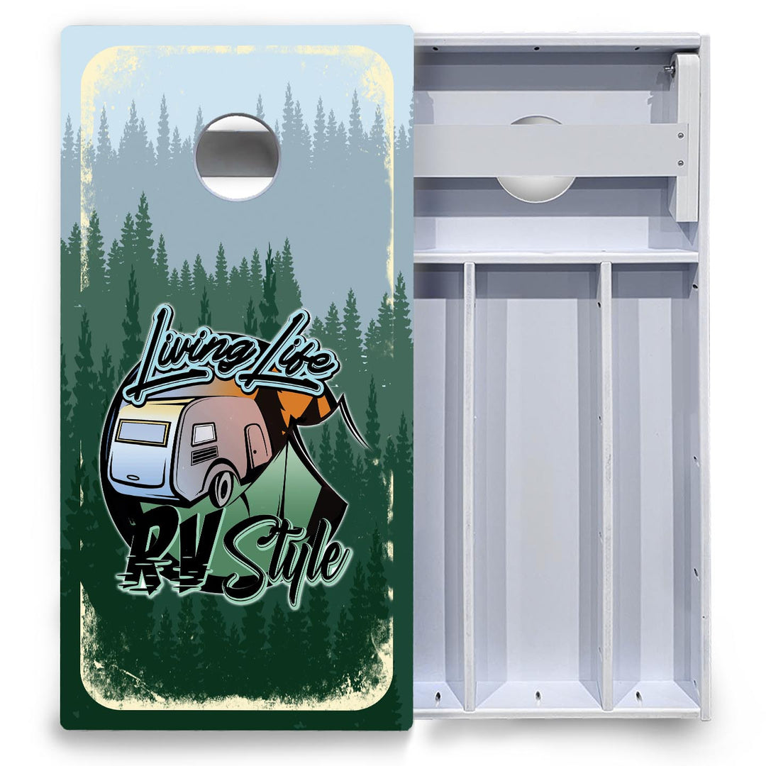 Living Life RV Style Cornhole Boards - All Weather Series