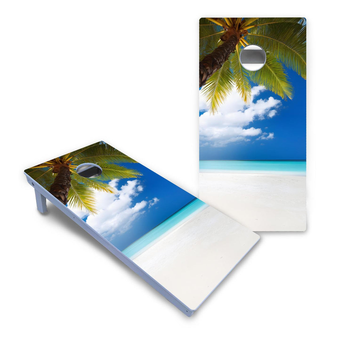 Beach Palm Tree Cornhole Boards - All Weather Series