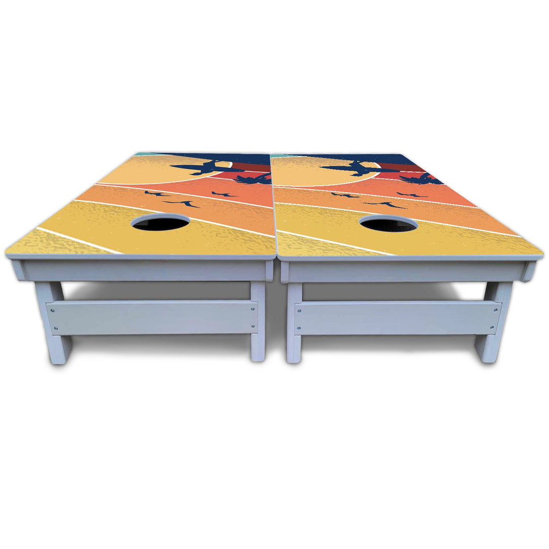 Retro Beach Cornhole Boards - All Weather Series