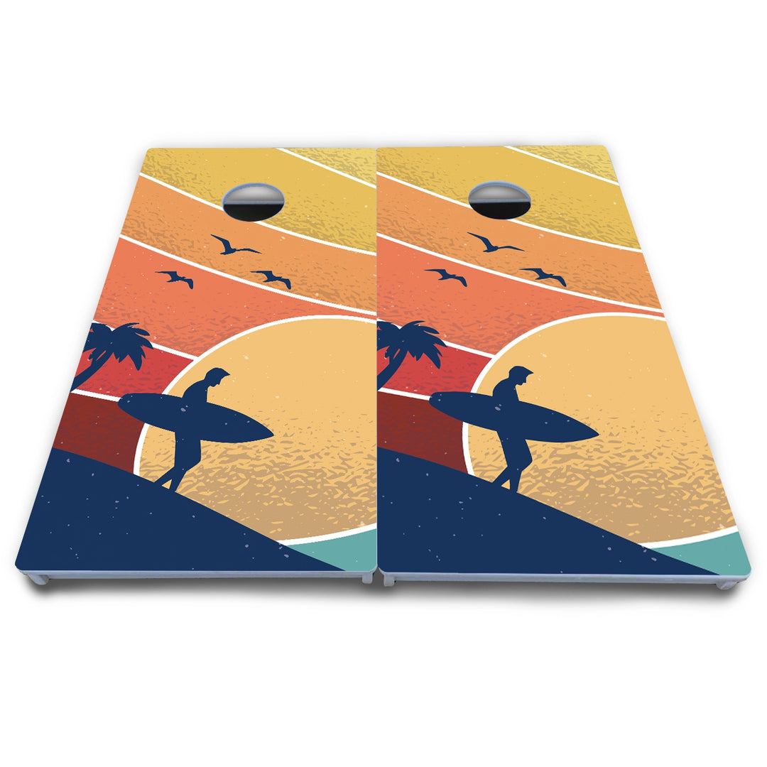Retro Beach Cornhole Boards - All Weather Series