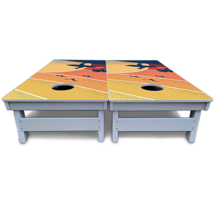 Retro Beach Cornhole Boards - All Weather Series