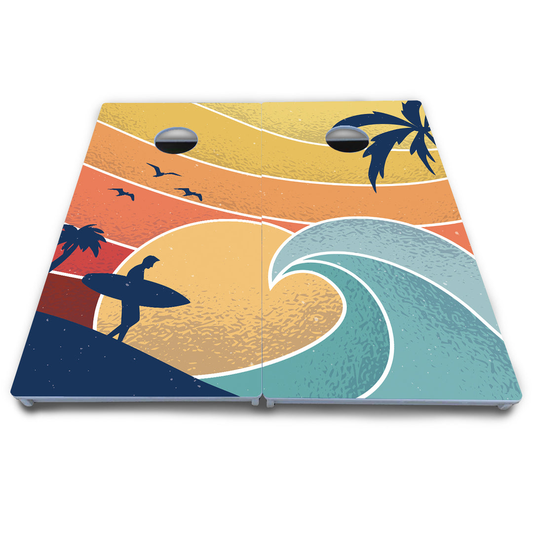 Retro Beach Cornhole Boards - All Weather Series